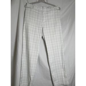 Nike Golf Pants Mens 34x32 White Gray Plaid Flat Front Casual Trousers